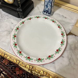 38SOLD! Dia. 26cm Porsgrund &#39;Hearts & Pines&#39; Norwegian design dinner plate, Vintage Norway/ Scandinavian design Christmas table serving