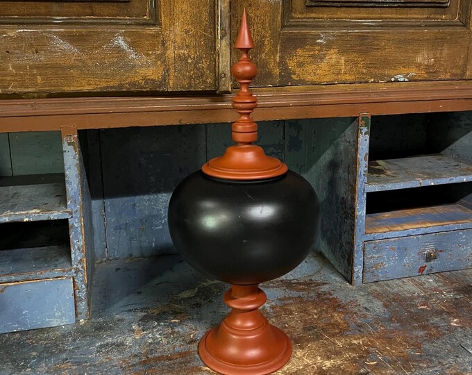 46cm LARGE vintage wooden box / jar / Potpourrikrukke / Potpourri pot, Norwegian folk art storage box, table decor, centerpiece.