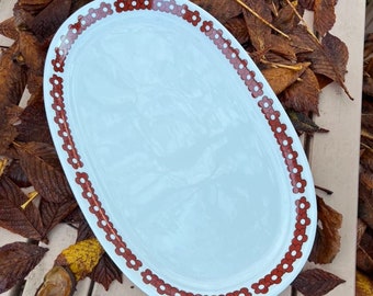 39.5x25cm Vintage Porsgrund "Marguerite" Grete Ronning serving plate/cakeplate/ tableware fra 1973