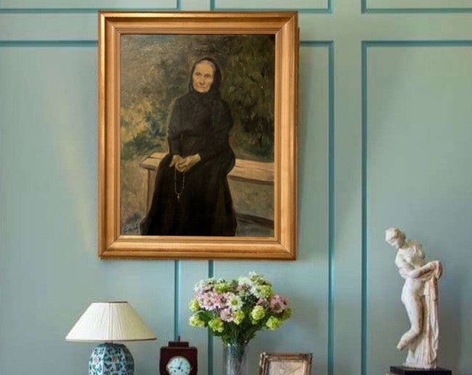 1890s Christian Krohg (1852-1925) "Marie Krohg / Old Lady", Norwegian Oil painting, oil on canvas, museum quality