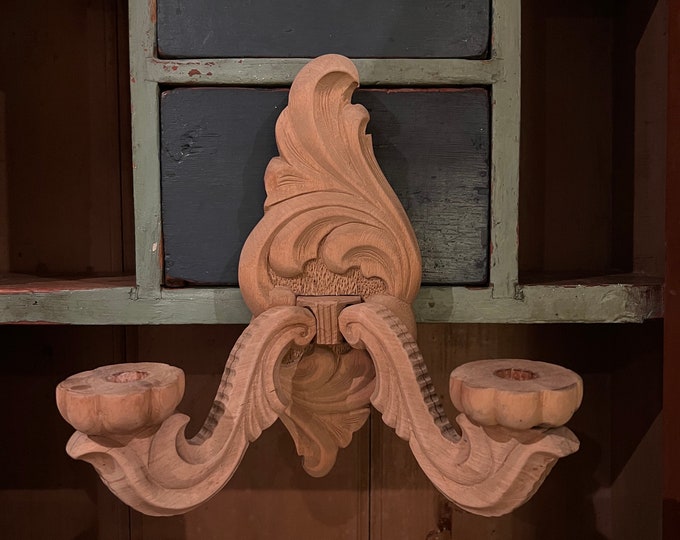 Ca. 1940/50s Vintage Norwegian hand carved Candle Sconce, Candlestick wall sconce from Telemark