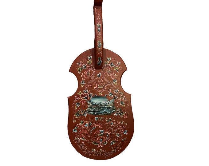 70cm LARGE Norwegian Rosemaling Violin Serving Tray/wall decor Nordic folkart Christmas Gift, Free Shipping