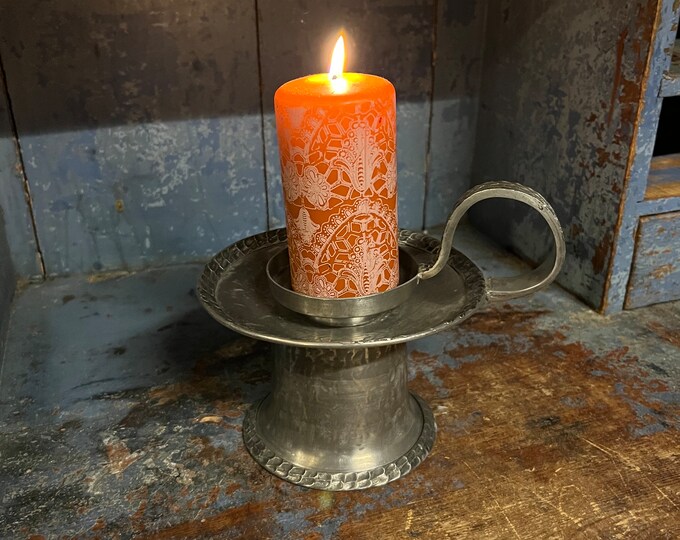 Vintage Norwegian Pewter candlestick/tealight holder, baroque style, Norwegian tin, Scandinavian Mid-Century Modern