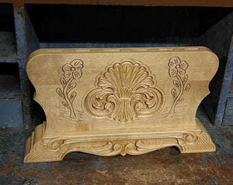 c.1980s Professionally handcrafted Wooden Knife Block from Telemark,  Norway. Norwegian folk art, cabin farmhouse country style