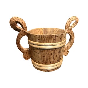 Vintage Norwegian handmade butter bucket/amber in pinewood with handle from Norway, Scandinavian country/farmhouse style