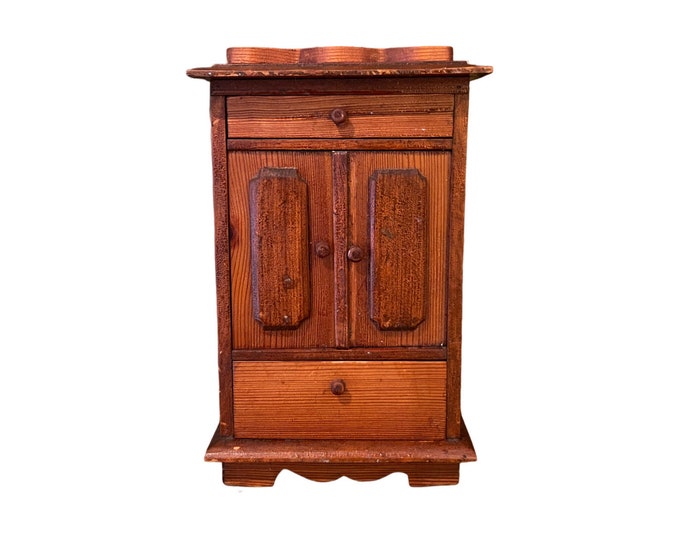 1800s antique Biedermeier style Norwegian handcrafted BABY cabinet in pinewood, Rustic furniture, country style cabin/farmhouse folk art