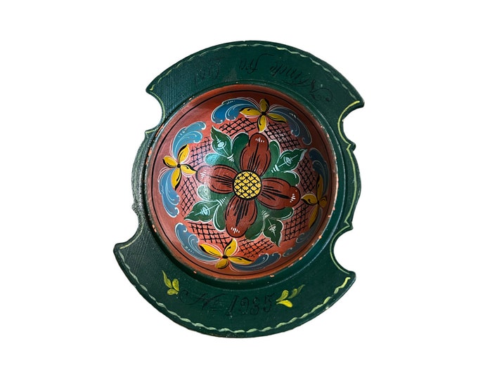 Dated 1935 antique Norwegian rosemaling tray /vingebowl, traditional Scandinavian folkart folk art folk-art from Norway