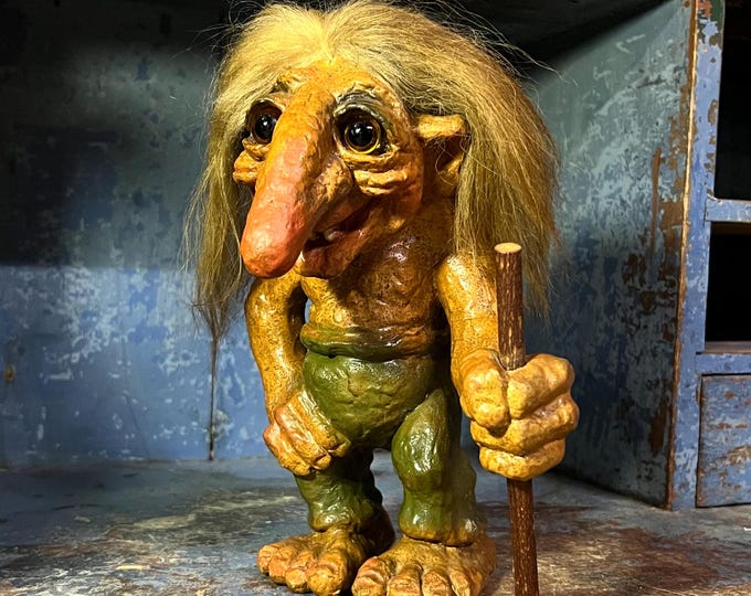 c.1960/70s Vintage NYFORM Norwegian TROLL handmade, RUSTIC Nordic / Scandinavian folkart, norsk heritage gift, Rare collectible
