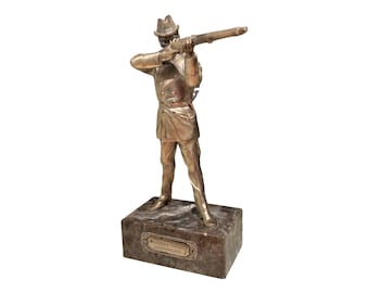 c1910/20s Norwegian antique sculpture "HUNTER" in metal, solid 830s silver and marble, Scandinavian art, Collectible