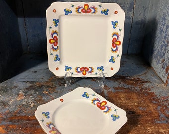 Vintage Norwegian PP-FARMERS ROSE butter Plate with Gold rim, Norwegian design farmhouse style table serving