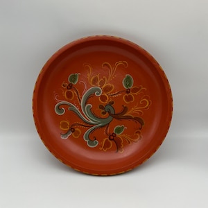 1960/70s Vintage Norwegian rosemaling wooden plate / wall decor from Telemark, Norway folk art, wedding gift