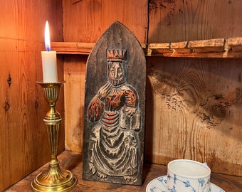 Vintage Norwegian hand carved Wall Decor. Norway/Scandinavian wood carving folkart, rustic antique style collectible