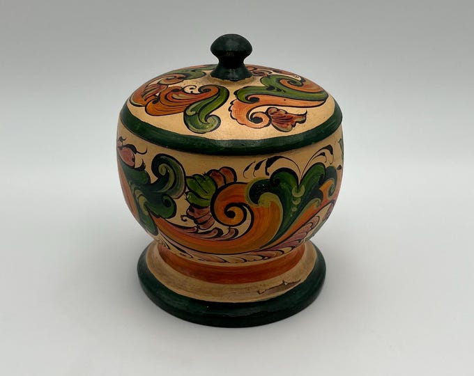 c.1930s handcrafted Candy/Teabag Box / Stand with rosemaling. Farmhouse storage box, Telemark, Norway, Scandinavian folk art, Collectible