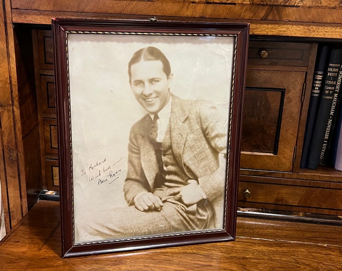 Ca. 1930s Ben LYON Original signed Autographed Inscribed Photograph, To "Richard", original antique wooden frame with glass.