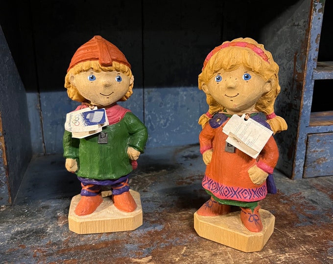 Wood Carving - 1994 Winter Olympics Official MASCOT  Figurine, RARE handcrafted, Norwegian/Scandinavian folk art, Collectible