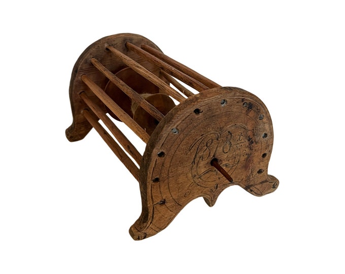 Dated 1818 Primitive Antique yarn winder/line dryer, Wooden tool, handcrafted Scandinavian rustic folk art