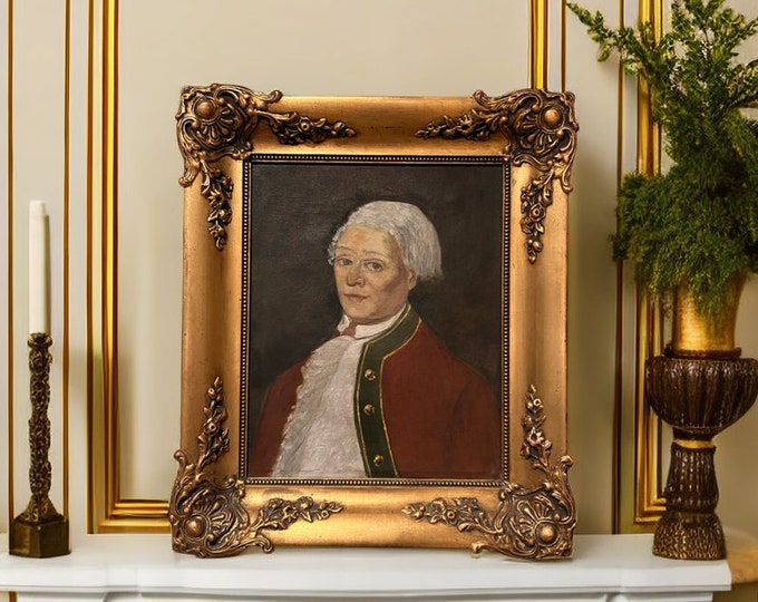 COLONEL Andreas Christian Bull (1729–1793) Portrait, Norwegian Oil painting , Oil on Canvas, Norsk Heritage History Pearl