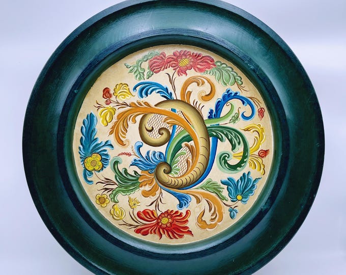 Dia. 58cm XXL Rare Telemark rosemaling wall hanging plate/ centerpiece, folkart folk art from Norway, Collectible, LARGE size, pine wood
