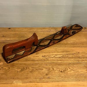 1700s Antique mangle board with horse handle, folk art from Norway, Scandinavian / Norwegian RUSTIC folk Art, Museum-Quality