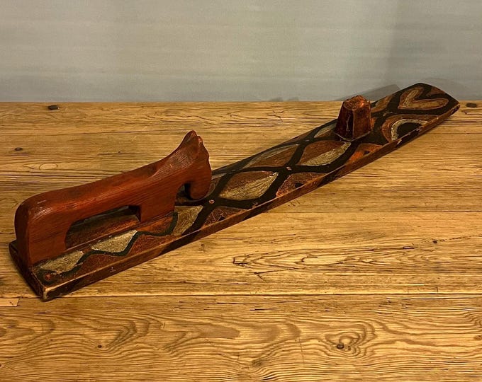 1700s Antique mangle board with horse handle, folk art from Norway, Scandinavian / Norwegian RUSTIC folk Art, Museum-Quality