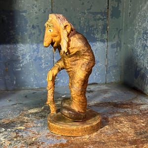 c.1920s antique Hand carved wooden troll, Norwegian/Scandinavian folk art, wood carving folkart, Collectible