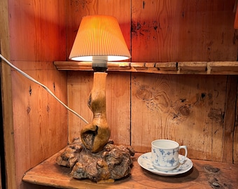 1940s Unique Vintage Norwegian handcraft Lamp, Country style/Farmhouse/Cabin lighting, Scandinavian folkart/folk art