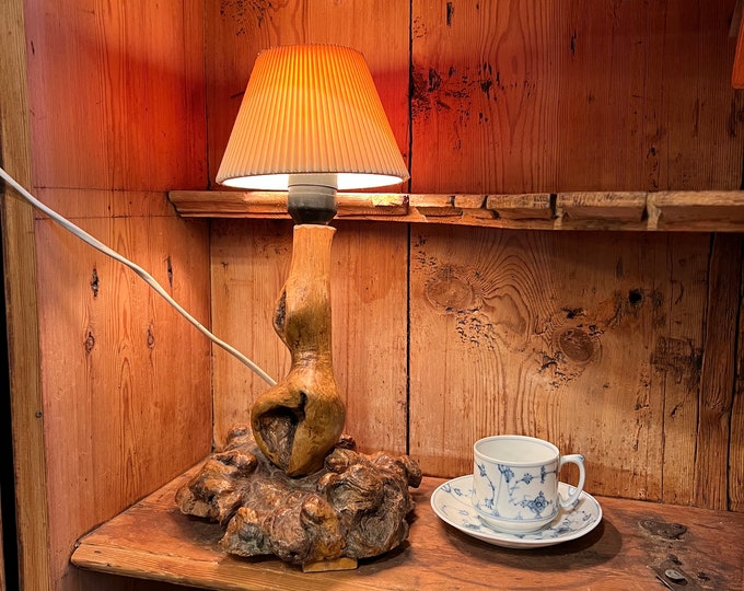 1940s Unique Vintage Norwegian handcraft Lamp, Country style/Farmhouse/Cabin lighting, Scandinavian folkart/folk art