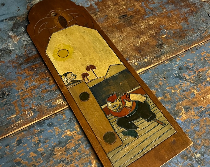 18/1900s Theodor Kittelsen (1857-1914) antique Norwegian handcrafted Cutting Slicing Board/Wall Decor. Norway folkart,kitchen cabin decor.