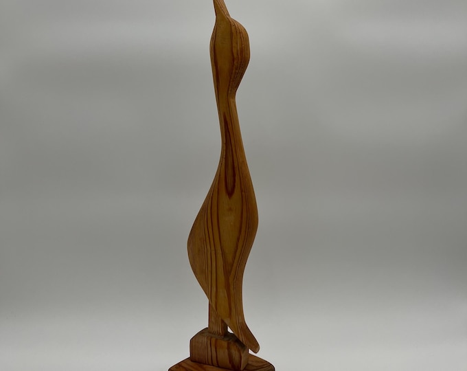 ca, 1960/70s ARNE TJOMSLAND Style Norwegian / Scandinavian retro / mid-century modern wooden sculpture "swan/bird", wood carving folk art