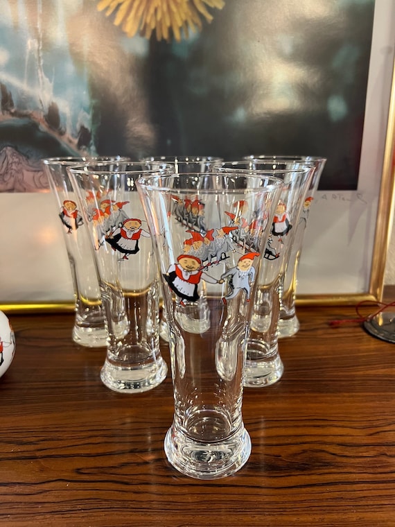 8 SOLD - RARE Vintage Nisse BEER Glass Norwegian Porsgrund Design