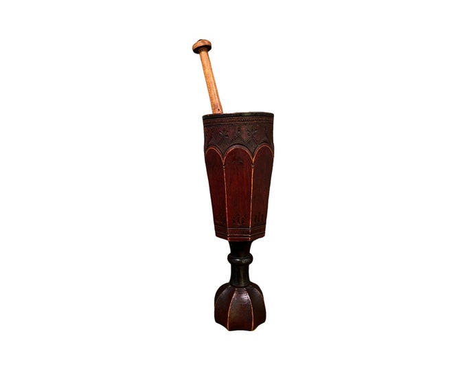 Museum Quality 17/1800s Gothic/Renaissance style Mortar and Pestle from Norway, Antique Norwegian/Scandinavian folk art