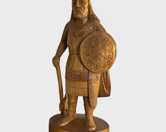 H.64cm Hand-crafted "Eric Bloodaxe" Viking Sculpture, Norway