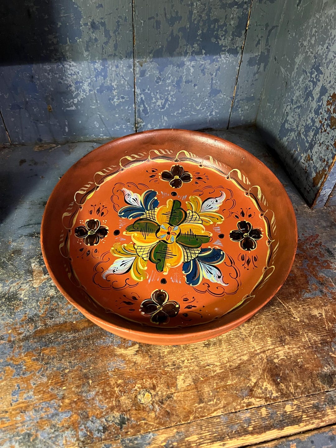 Dated 1975 Hallingdal Rosemaling Plate / Fruit Bowl, Handpainted