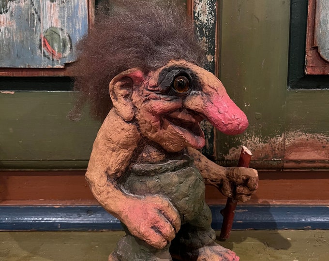 LARGE Vintage NYFORM Norwegian troll  handmade, Nordic/Norwegian/Scandinavian folkart, norsk heritage gift, collectible