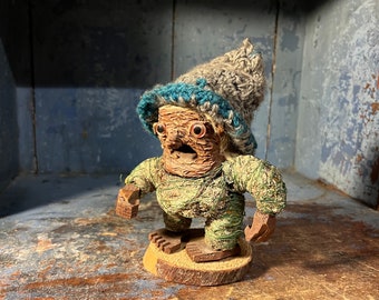 Vintage Norwegian handcrafted / handmade RUSTIC TROLL Figurine, RARE Norwegian folk art, Collectible
