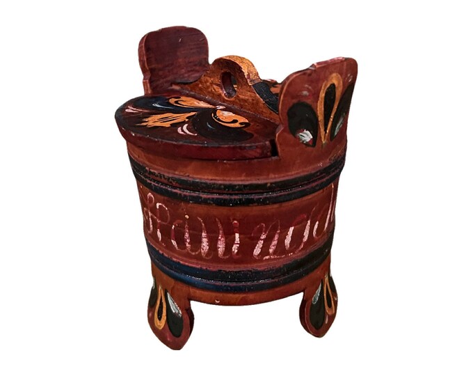 1800s Antique RUSTIC butter bucket / amber/Tine box from Norway, Norwegian folk art, Handmade/ handcrafted, Collectible