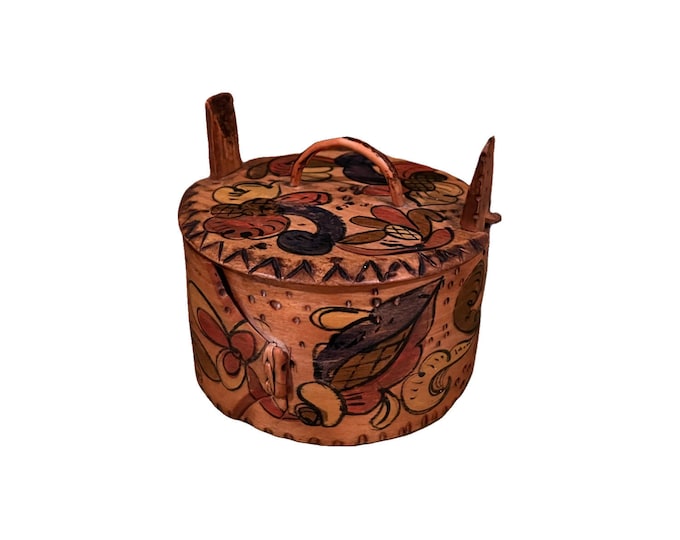 Antique Tine box / butter bucket from Norway, original rosemaling / rose painting , Norwegian folk art, handmade/ hand crafted