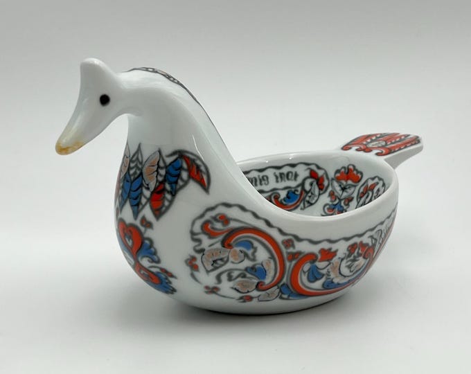 Norwegian Kjenge / Ølhøne with Telemark Year 1790 Rosemaling Pattern, Scandinavian / Nordic design Viking ale/beer bowl, collectible