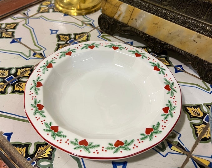 Vintage Porsgrund 'Hearts & Pines' Norwegian design Soup Plate, Dessert Bowl, groat/porridge bowl from Norway