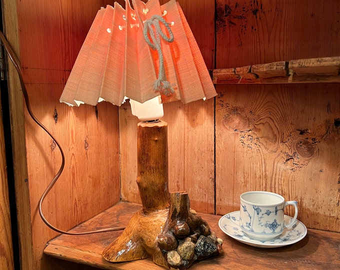 Unique Vintage Norwegian handcraft Lamp, Country style/Farmhouse/Cabin lighting, Scandinavian folkart/folk art