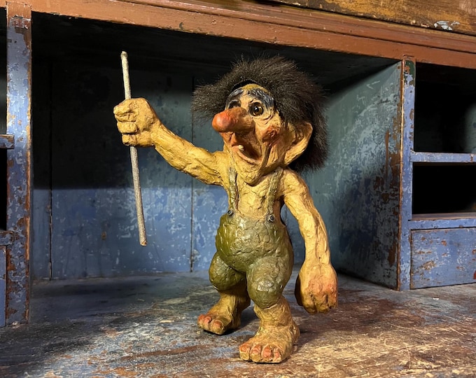 c.1970s Vintage NYFORM Norwegian TROLL handmade, RUSTIC Nordic / Scandinavian folkart, norsk heritage gift, Rare collectible