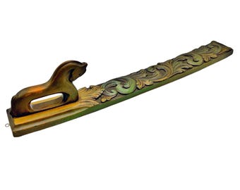 Stunning Norwegian mangle board with detailed carving, UNIQUE Horse handle, hand-crafted, Scandinavian Cabin/farmhouse style, collectible