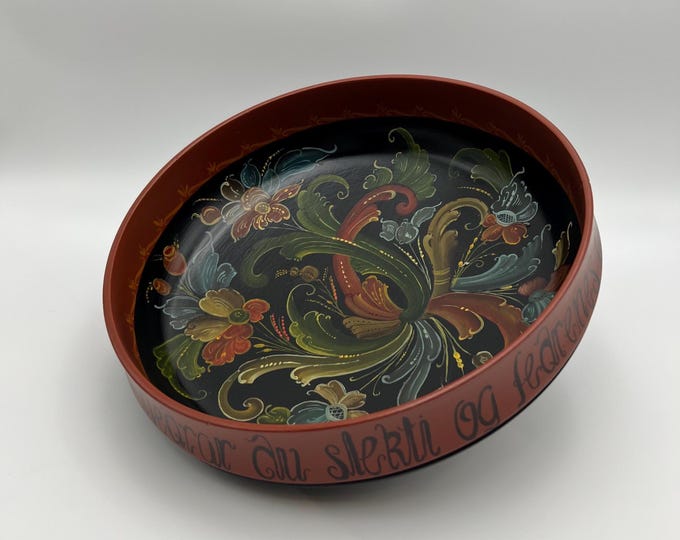 Dia.30cm Dated 1981 Rare A. Eikeland signed Telemark rosemaling LARGE beer ale bowl, professional painted and signed folk art from Norway