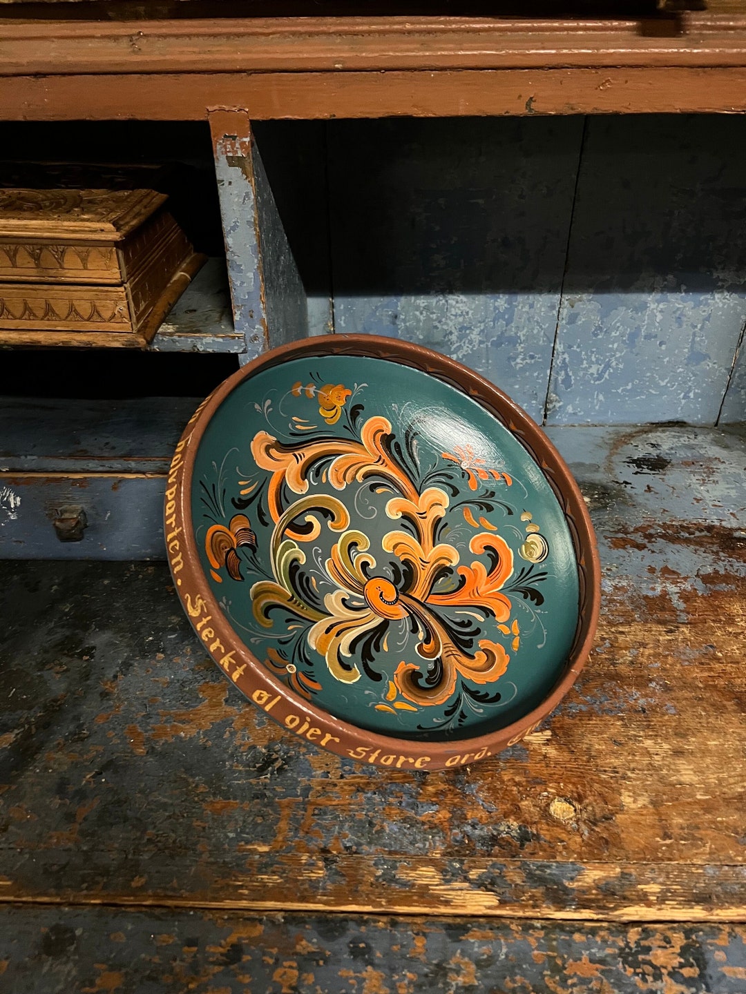 Dated 1968 Stunning Telemark Rosemaling Beer Bowl, Artist Signed
