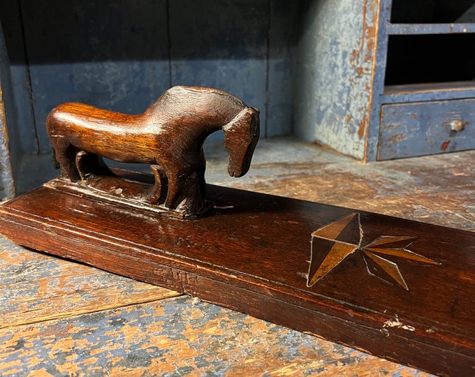 1700s Norwegian Baroque style Primitive Antique mandle boards, Oak, Marquetry, Horse handle, handcrafted from Norway , Nordic style