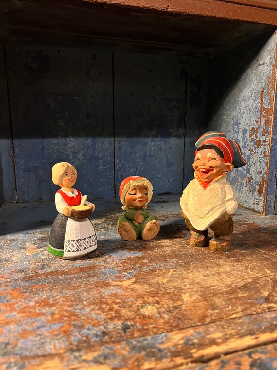 3 Pc Vintage HENNING Figurine, Handcrafted, Norwegian/scandinavian