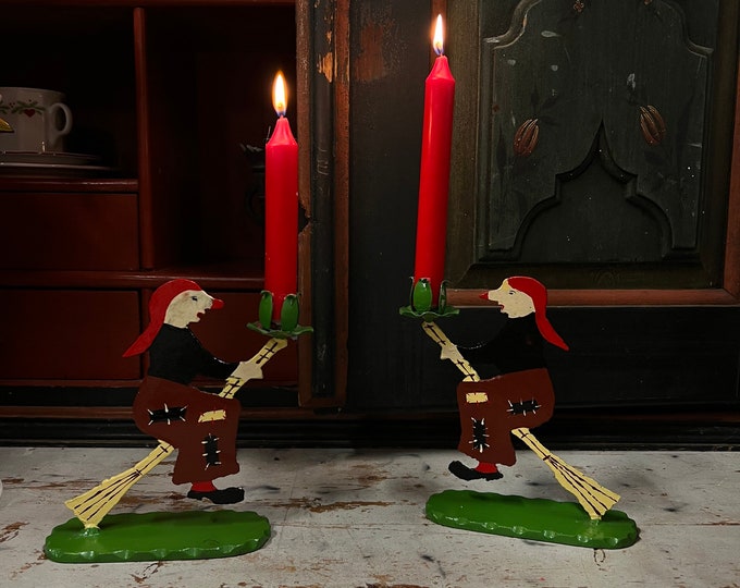 Unique handmade Norwegian candlestick in wrought iron, Christmas candleholder,Norway folkart, Christmas gift
