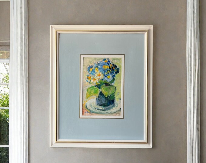 1980s Norwegian Oil Painting  "STILL LIFE" H.A. Christiansen, Famous artist signed, Oil on Plate, Scandinavian Fine Art, Elegant colors.