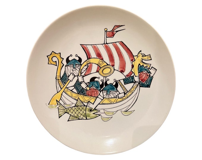 Ca. 1960s Rare Norwegian VIKING plate, Norwegian Ikon, scandinavian mid-century modern wall hanging / table decor, collectible
