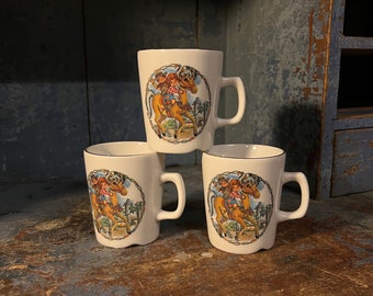 1982 Vintage Porsgrund Norwegian design coffee/ tea/ breakfast mug with kids motif, collectible